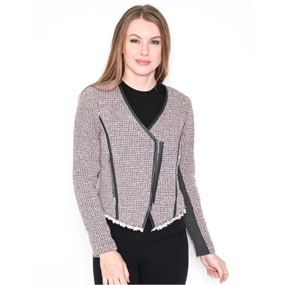REBECCA TAYLOR Cutaway Tweed Moto Zip Jacket Sz 0